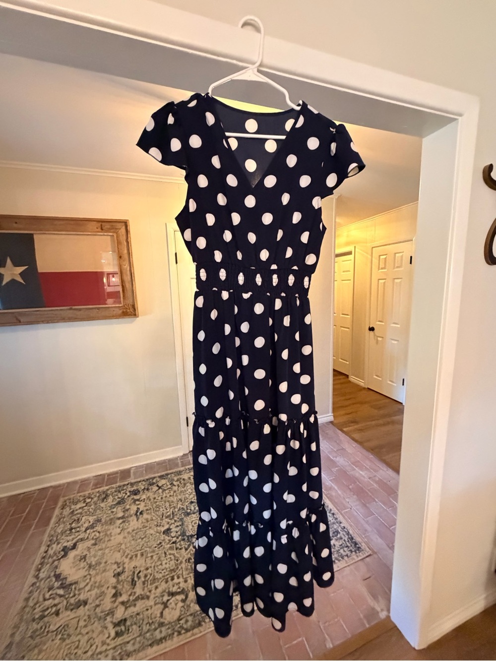 SHEIN Navy and White Polka Dot Maxi Dress